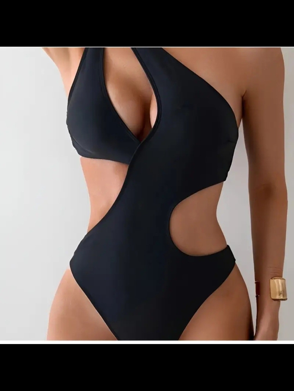 Black Cut Out One-Piece Swimsuit - Women Swim